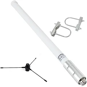 UHF Fiberglass Antenna with Ground Plane Kit, 400-470mhz GMRS Base Antenna, 17 inches SO239 Connector for Ham Radio Scanner, Device Repeater, Mobile Transceiver