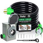 50 Amp Generator Cord 20 Feet 4 Prong and Power Inlet Box, NEMA 14-50P Male to SS2-50R 125/250V Twist Locking Connector+Cord Organizer, SS2-50P Generator Inlet Box Combo Kit to House/RV, ETL Listed