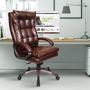 ROSE® Diana Leatherette Executive High Back Revolving Office Chair with Color Options, Integrated Lumbar Support with Comfortable Seating, 3 Years Warranty (Brown)