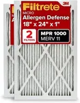 Filtrete 18x24x1 AC Furnace Air Filter, MERV 11, MPR 1000, Micro Allergen Defense, 3-Month Pleated 1-Inch Electrostatic Air Cleaning Filter, Pack of 2 (Actual Size 17.81 x 23.81 x 0.81 in)