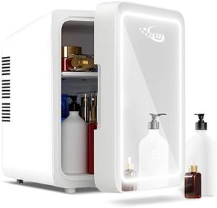 Fridge 6L AC/DC Portable Beauty Fridge Thermoelectric Cooler and Warmer for Skincare, Bedroom and Travel (Mirror & LED Design);With Touch Control Mirror - 6L Mini Fridge for Home and Car Use