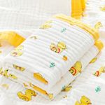 Tickle Tums- 100% Cotton 6 Layer Super Soft Muslin Blanket for Kids Baby Swaddle Wrap Kids Blanket Baby Infants Size Yellow Ducks- 110cm x110 cm 0-5 Years Baby Blanket for New Born