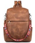 FADEON Anti Theft Leather Backpack Purse for Women Travel Backpack, Designer Back Opening Backpack Secure Work Bag Brown