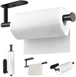 Gominimo Self Adhesive or Drilling Paper Towel Holder Wall Mount, Waterproof, Anti-Rust, Anti-Scratch, 304 Stainless Steel Kitchen Paper Towel Rack (Black)