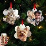 ArtPix 3D Personalized Christmas Ornament Set of 3 - Metal Double Sided Custom Photo Xmas Tree Ornaments - Customized Picture Family Decor for Kids, Mom, Dad, Loves - Paw