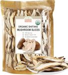 VIGOROUS MOUNTAINS Organic Shiitake Mushrooms Sliced, 8Oz, Great Size Fresh Texture Rehydrate Quickly, Dried Shiitake Mushrooms for Cooking Soups/Ramen/Pasta and Risotto, All Natural Vegan 227g