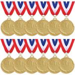 MVP Awards Medals for Kids Adults, 12-Pack Gold Metals Awards Medal for Kid’s Sports Basketball Soccer Football Baseball Softball Team Participation Trophies, Soccer Party Favors, 2 Inches