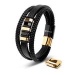 SERASAR Mens Bracelets 20cm Gold Gift-Box Genuine-Leather Cowhide Braided Adjust-Able Magnetic-Clasp Multi-Layer Wrap Jewellery-Box Rope Man Mans Male Mens Bracelets Band Jewelry Accessories