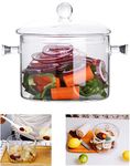 Glass Cooking Pot - 1.5L/50oz Heat-Resistant Borosilicate Glass Handmade Cookware Set stovetop Pot - Safe for Pasta Noodle, Soup, Milk, Tea (1.5L/50OZ)