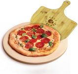 Cast Elegance Pizza 16' Cordierite Pizza Stone & 12in Bamboo Pizza Peel for Oven