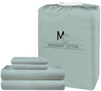 Mississippi Cotton Luxury Egyptian Cotton Sheets – 1000 Thread Count, Ultra-Soft & Breathable, 18” Extra Deep Pocket, Premium Long-Staple Cotton Bedding, 4-Piece Set, Sage – Queen