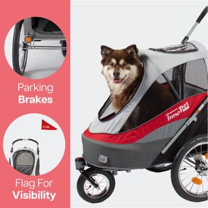 InnoPet Sporty Dog Trailer – Red Pet Stroller and Bike Carrier