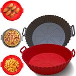 2Pcs Air Fryer Silicone Pot Reusable, 8 Inch Air Fryer Silicone Liners Basket Round | Non Stick | Fits 3-6 QT Air Fryer Oven Accessories | Replacement of Flammable Parchment Liner Paper