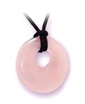 Natures Gift British Fossils Rose Quartz Crystal Donut Pendant