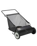 GarveeTech 61cm Push Lawn Sweeper with 100L Collection Bag – Garden Sweeper with 4 Fast Spinning Brushes, Height-Adjustable & Silent Push-Along for Driveway, Patio, Lawn & Artificial Grass – Black