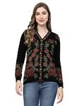 Kalt Women Sweater for Winter Woolen Acrylic Full Sleeves V-Neck Floral Design Cardigan Sweater for Women Winter Woollen Stylish(Black;4XL)