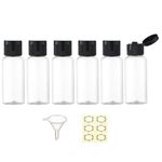 Apstaqeoo 6PCS 50ML Plastic Travel Bottles with Flip Cap Empty Squeeze Bottles Refillable Travel Container with Funnel & Label TSA Approved for Liquids Lotion Toiletries Cosmetic (Transparent)