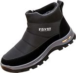 GILKUO Mens Winter Boots Fur Lined Snow Boots Waterproof With Zip Fleece Warm Shoes Slip On Ankle Boots Black Size 9