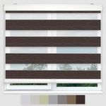 FOIRESOFT Standard Cordless Custom Blackout Zebra Roller Shades and Blinds for Windows [Bonita, Dark_Brown, W 20-23 x H 20-48 inch] Dual Layer Sheer Room Darkening Day and Night, 20 to 84 inch Height