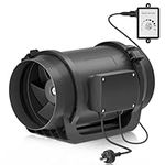 Hon&Guan Inline Duct Fan 469 CFM, 6 inch inline fan Duct Booster Fan with Variable Speed Controller EC Motor, 6 inch Duct Fan for Heating Cooling Booster, Grow Tents, Hydroponics.…