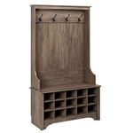 Prepac Wide Hall Tree with Shoe Storage, Drifted Gray