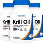 Nutricost Krill Oil 1000mg; 60 Liquid Softgels (3 Bottles) - Omega-3 EPA-DHA