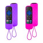 2 Pack Case for Roku Express/Streaming Stick/Premiere-Silicone Remote Cover for TCL Hisense Roku TV Remote Sleeve Skin Smart TV Remote Control Replacement Cover Case(Purple and Rose)