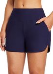 BALEAF Swim Shorts Womens Tummy Control High Waisted Swimming Board Shorts with Pockets Liner Quick Dry 3'' UPF 50+ Navy XL