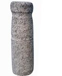 EZAHK Stone Pestle for Mortar, Okhli Masher, Ural, Khalbatta, Kallu, Imam Dasta Grinding, Musal and Spice Mixer for Kitchen - Traditional Hand Made (6 in)