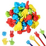 36 Pcs Pencil Top Erasers Fun Eraser Toppers for Kids, Bulk Cute Rock Paper Scissors Eraser Caps, 4 Colors