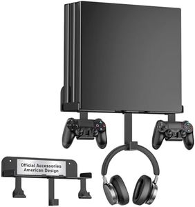 Wall Mount for PS4 Pro with Detachable 2 Controller Holder & Headphone Hanger Metal Wall Mount Stand Kit Mount on The Wall Or on The Back Of The TV, Compatible with PS4 Pro