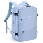 HOMIEE Travel Laptop Backpack, Flight Approved Carry-On 15,6" Laptop Backpack, Travel Luggage Backpack with Charging Port. Baby Blue