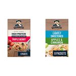 QUAKER High Protein Triple Berry Instant Oatmeal (6 Packets x 38 g), 228 g with Lightly Sweetened Apples & Cinnamon Instant Oatmeal (8 Packets x 29 g), 232 g