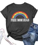 MEESHEEP Pride Shirt Women Free Mom Hugs Tshirt LGBTQ Gay Pride Short Sleeve Top