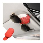 CGEAMDY Sunglasses Holder for Car Sun Visor, Auto Magnetic Leather Glasses Hanger Clip, Vehicle Universal Ticket Card Storage Clip Eyeglasses Mount, Multi Purpose Car Visor Accessories (Red)