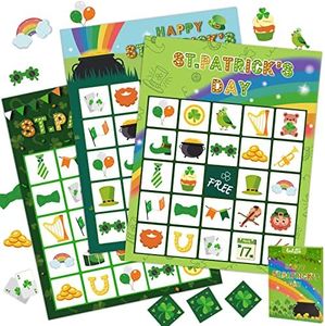 St.Patrick's Day Bingo Game for Kids - 24 Players Bingo Game Classroom Bingo Cards for Kids Bingo Games, St.Patrick Party Games for Adults, Birthday Games, Board Games Boys Holiday Family Activities