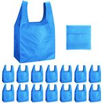 50 Pack Reusable Grocery Bags Foldable Portable Shopping Bags Polyester Washable Grocery Bag with Handles (Sky Blue)