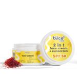Tuco® Kids 2 in 1 Face Cream + Sunscreen SPF 50 with Saffron oil | UVA/UVB PA++++ | Broad Spectrum | Benzophenone- 3 and Avobenzone Free | Ages 2-5, 5-10, 10-15 | 50gm |