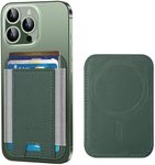 HiWe for MagSafe Wallet, Strongest Magnetic Wallet for iPhone 16/15/14/13/12 Series, 7 Cards Holder, Magnetic Phone Wallet, Leather Minimalist Slim RFID Wallet, 1 Slot, Green