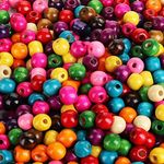 Cedilis 2000 Pcs Colored Wood Beads, Round Paint Wooden Spacer Beads with Assorted Color, Large Hole, Great for Jewelry Bracelets Necklace Earring Making DIY Craft Project