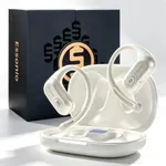 ESSONIO Open Ear Headphones Over Ear Earbuds with Earhook Directional Sound Bluetooth 6.0 Endurance Dual-Layer Silicone Comfort ENC Clear Calls, Waterproof Workout Earphones (White)