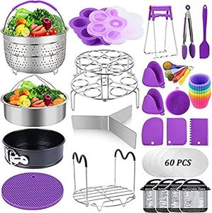 Accessories for Instant Pot, Sugaroom 100 PCS Pressure Cooker Accessories Set Compatible with Instant Pot Accessories 6 qt 8 quart-2 Steamer Baskets, Springform Pan, Egg Rack, Egg Bites Mold and More