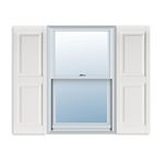 15 Inch x 55 Inch Standard Raised Panel Exterior Vinyl Shutters, White (Pair)