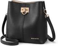 BOSTANTEN Crossbody Bucket Shoulder Bags for Women Vegan Leather Purse Cross Body Handbag Multiple Pockets Black