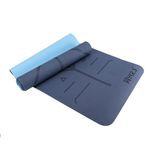 Hykes Yoga Mat with Body Alignment Lines Carrying Bag for Pilates Fitness Gym Workout Exercise Anti-Slip 6mm Thickness - Ideal for Men & Women (Blue)