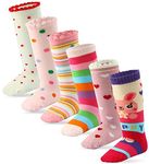 6 Pairs Toddler Girl Socks Baby Girl Socks Cotton Socks, Kids Girl Knee High Grip Socks Anti Slip Socks (6 Pairs Princess, 3-5 Years)