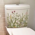 Plant Leaves Flowers Toilet Seat Lid Stickers Green Leaf Floral Toilet Lid Decals DIY Removable Waterproof Toilet Sticker Self-Adhesive Bathroom Wall Stickers for Bathroom Cistern Decor Multicolor