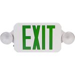 Morris Products Round Head LED Combo Exit Emergency Light – Standard, Self-Diagnostic, Green LED Color, White Housing – 33 Lumens, Energy Saving Lamps – Fully Automatic – Glare Free, Adjustable
