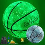 MILACHIC Basketball for Kids, Glow in The Dark Basketball Size 5/27.5", Glowing Composite Leather Basketball Luminous Basketball Gift for Boys, Girls, Youth