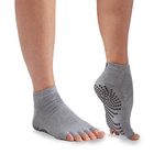 Gaiam Grippy Toeless Yoga Socks | Non Slip Grip Accessories for Standard or Hot Yoga, Barre, Pilates, Ballet or at Home for Women & Men, Heather Grey/Black